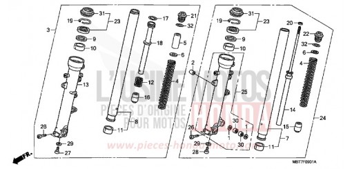 FOURCHETTE AVANT (XL1000VA) XL1000VA9 de 2009